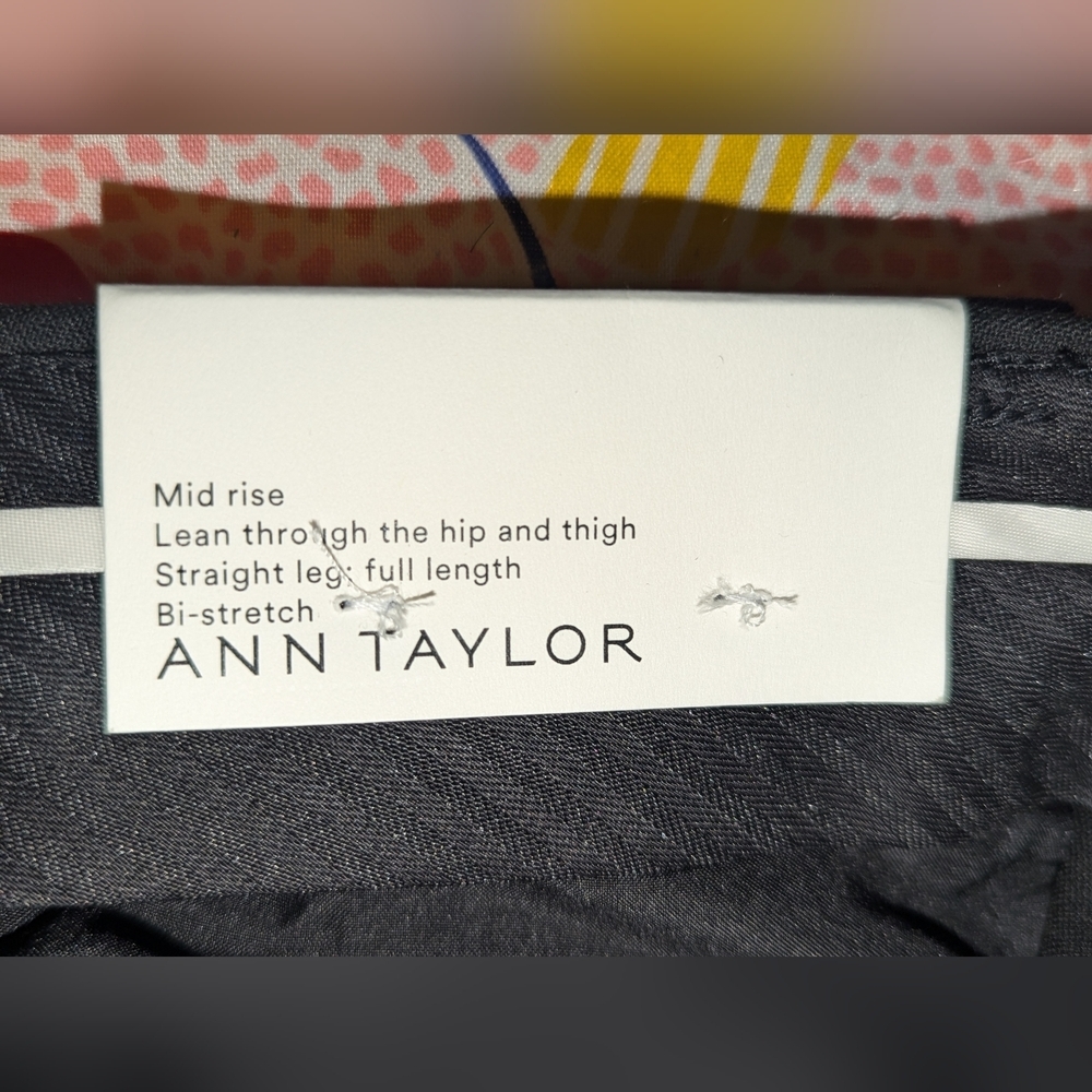 The Straight Ann Taylor Pants Black Mid Rise Bi-stretch Viscose Elastane 8 NEW - Picture 7 of 12